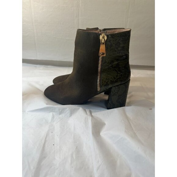 JOURNEE COLLECTION Womens Green Snakeskin Sarah Toe Block Heel Booties 8 M - Picture 12 of 15